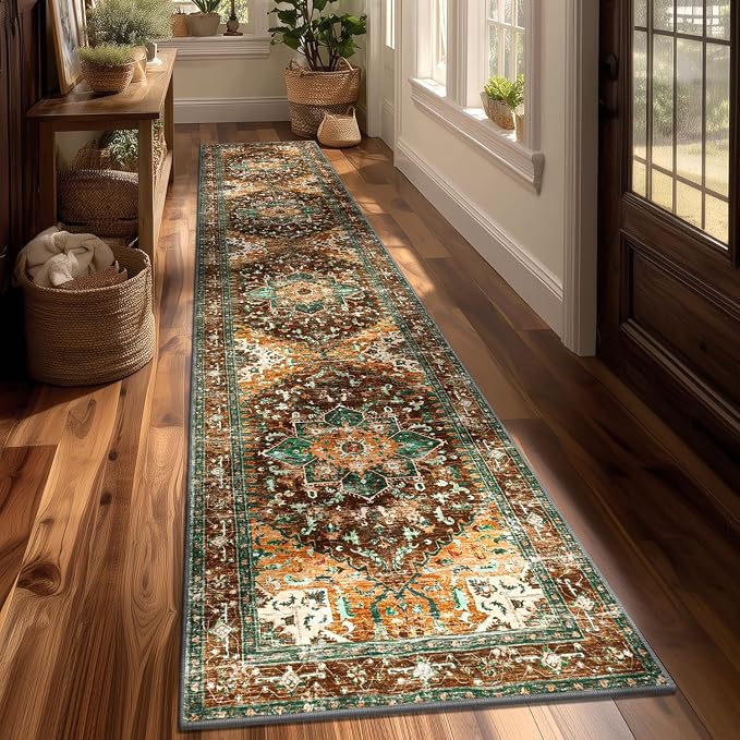 Yamaziot Washable Runner Rug, 2x10 Non-Slip Boho Hallway Kitchen Rug | Stain by Yamaziot