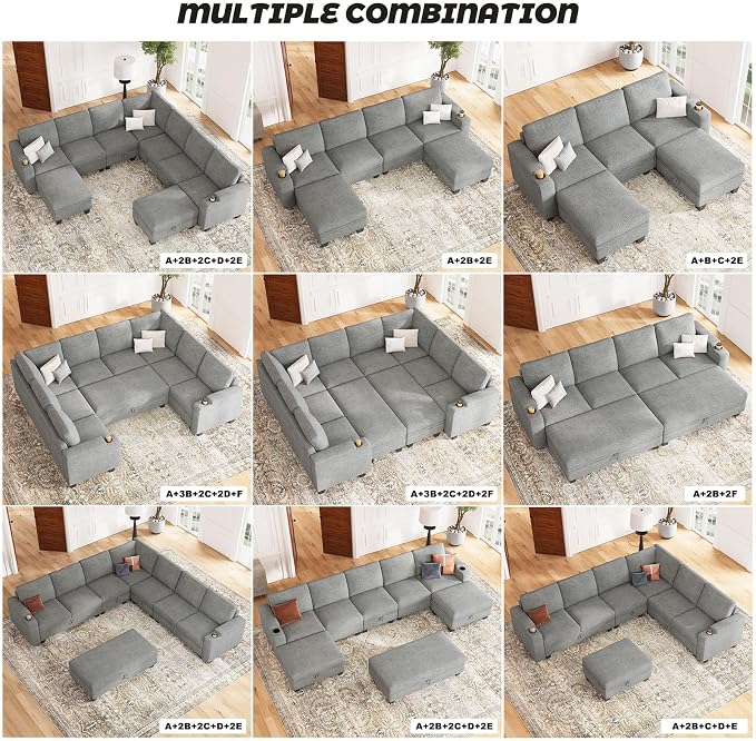 Belffin Fabric Modular Sectional Couch Armrests - Image 5