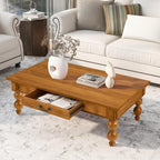 Retro Wooden Coffee Table 47’’ Vintage Cocktail Center Table - Image 3