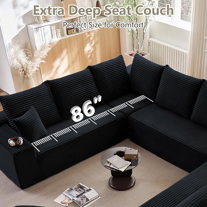 Sectional Cloud Couch for Living Room, Modular Floor Deep-Seat Sofa, Big Comfy - Image 5