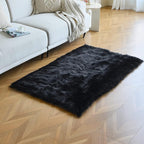 duduta Black Faux Sheepskin Fur Rug 3x5 ft, Fluffy Carpet Rug | Shag Fuzzy - Image 5