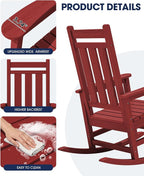 KINGYES Oversized Outdoor Rocking Chair Set of 4, All-Weather Patio Rocking - Image 7