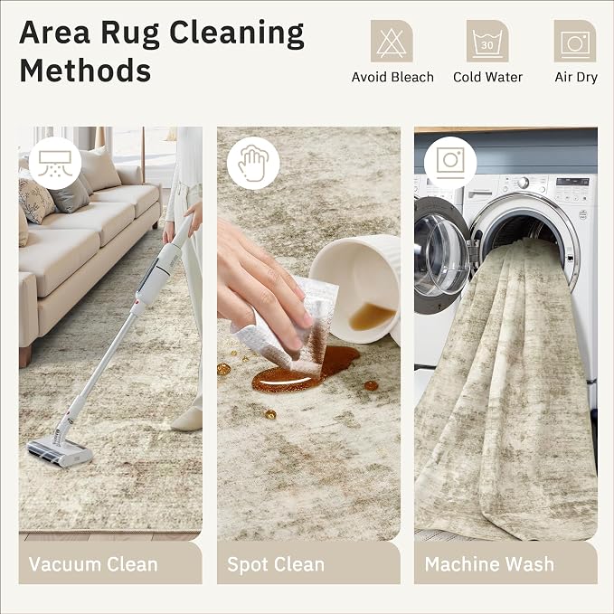 Soalmost Abstract 3x5 Rugs, Small Kitchen Entryway Area Rug Beige/Gray | - Image 9