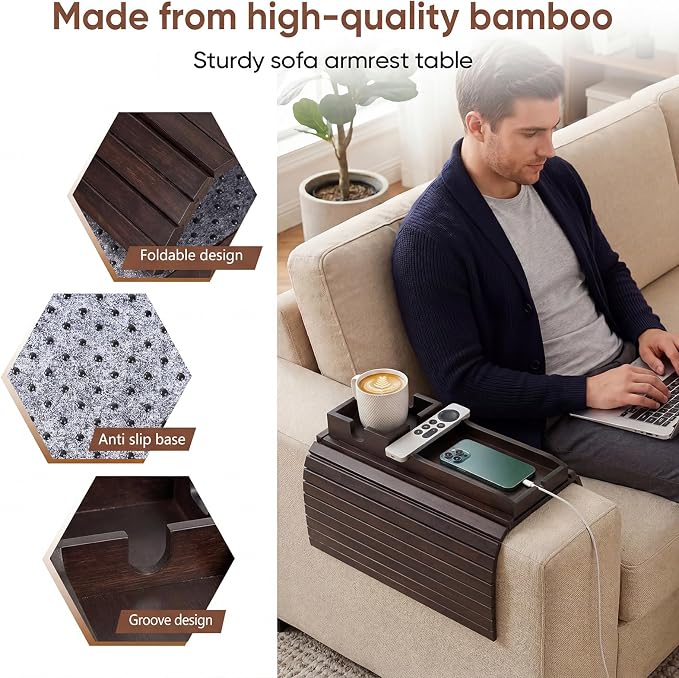 Bamboo Couch Arm Tray Table - Image 8