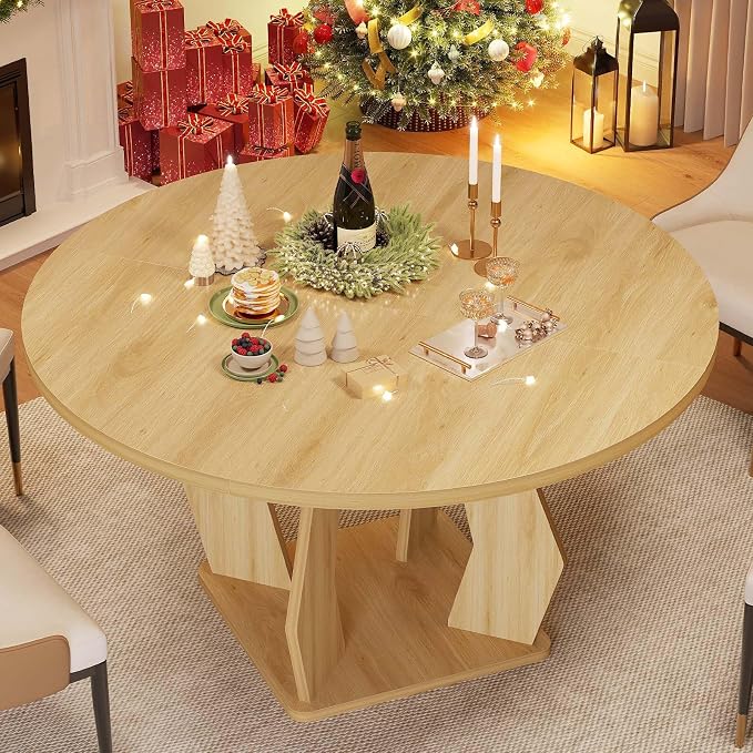 IBF Round Dining Table for 4-6 People, 47 Inches Dining Room Table - Image 4