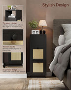 YMYNY Rattan Nightstands Set of 2, Boho Bedside Table - Image 5