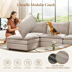 Vesgantti 142" U Shaped Sectional Couch, Comfy Cloud Modular Sectional Sofa - Image 6