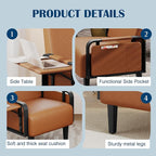 Andeworld Modern Brown Accent Chair Set of 2, PU Leather Upholstered Armchair - Image 5