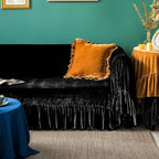 GLORY SEASON Velvet Sofa Cover Soft Decorative Luxurious Solid Exquisite Ruffle - Image 9