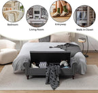SOFTHION 58.1" Storage Bench Upholstered Linen End of Bedroom Bed Bench Ottoman - Image 7