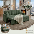 L Shaped Sectional Couch with Storage and Pull Out Bed, 3 Seater Sleeper Sofas - Image 7