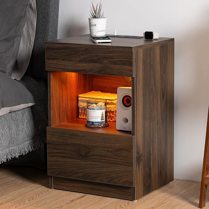 HOMMPA Set of 2 Open Shelf LED Nightstands - Image 7