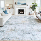 9x12 Washable Area Rug for Living Room Bedroom: Non-Slip Modern Blue Grey | - Image 9