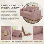 67" Small Loveseat Couch with Storage, USB Charging and Cup Holder, Space - Image 6