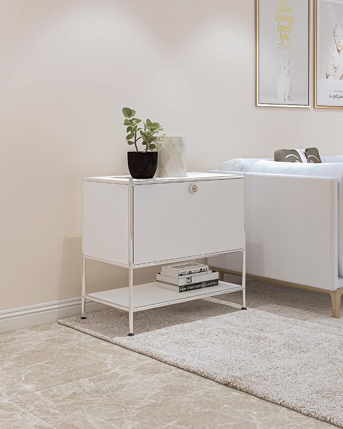 Metal Sidetable with Flap Door, 27.5" Height - Image 7