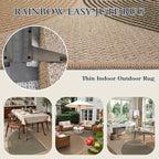 Lahome Modern Rainbow 8x10 Rug, Natural Brown Easy Jute Indoor Outdoor Rug | - Image 3