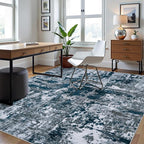 6x9 Area Rugs for Living Room Washable Bedroom Dining Room Navy Grey | Modern - Image 3
