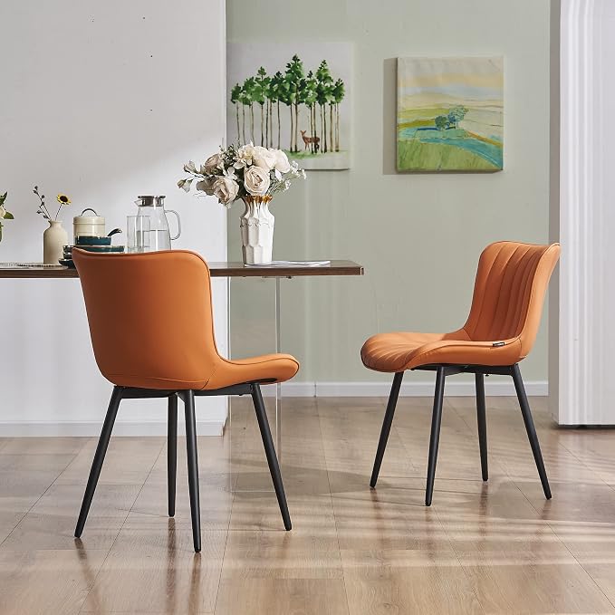 YOUNUOKE Dining Chairs Set of 2 Camel Mid Century Modern Kitchen Chairs Armless - Image 10