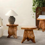 Cedar Wood Tree Stump Stool 13.5"x12"x14"H Live Edge Natural Coffee Side Table - Image 9