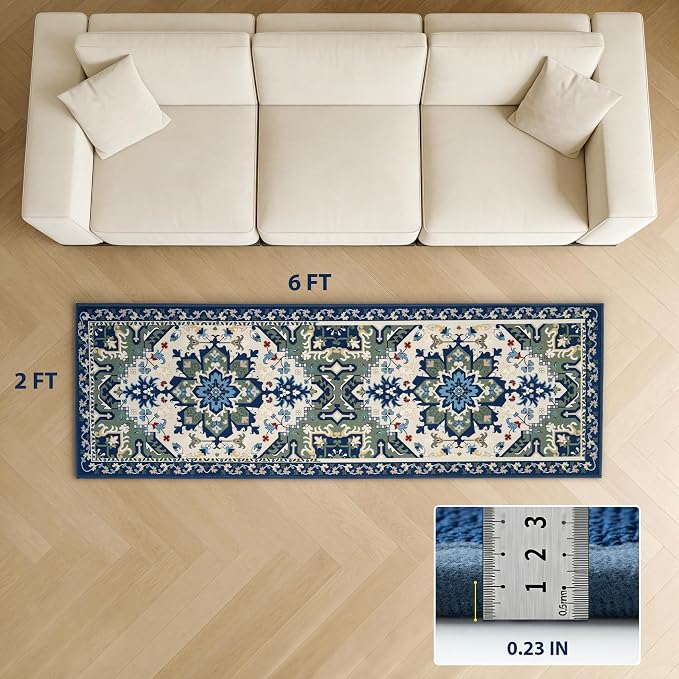 AREDO Runner Rug with Non Slip Rubber Backing, Washable Soft Floor Carpet - Image 2