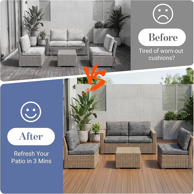8Pcs Patio Cushion Covers Stretch Outdoor Furniture Protector Slipcovers | - Image 5