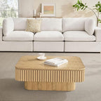 Lift Top Coffee Table for Living Room, Rectangle Handmade Solid Wood Strips - Image 2
