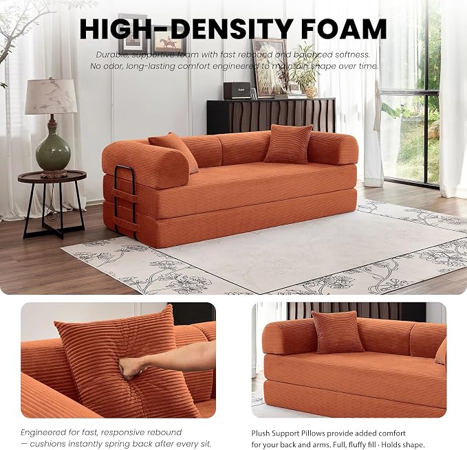 79'' Folding Sofa Bed, Convertible Sleeper Couch - Image 4