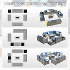 ovios 13 Pieces Patio Furniture Set, Outdoor Wicker Sectional Sofa - Image 2
