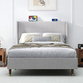 MALOL Full Size Bed Frame with Upholstered Headboard, Linen Fabric Platform Bed by MALOL