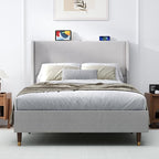 MALOL Full Size Bed Frame with Upholstered Headboard, Linen Fabric Platform Bed by MALOL