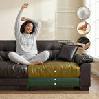 Faux Leather Sofa, Mid Century Modern Leather Upholstered Deep Loveseats - Image 3