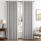 MIULEE 100% Blackout Linen Curtains 42 x 63 Inch Greyish White 2 Panels | by MIULEE