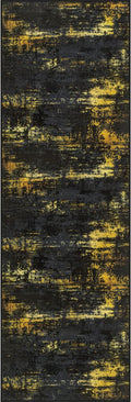 3x10 Washable Runner Rug：Modern Abstract Soft Carpet Black Gold | by FXRHLP