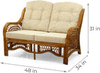Malibu Lounge Loveseat Sofa Natural Rattan Wicker Handmade Design - Image 2