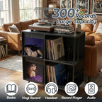 Faesun 3 Tier Flip Top Record Player Stand, Vinyl Record Storage Holds up to - Image 4