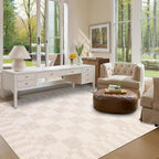 GarveeHome Beige Checkered Rug 6x9 Area Rugs Living Room Checkerboard Rug | - Image 2