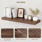 Acovy 40 Inch Floating Shelves, 3D Textured Wood Grain, Wooden Shelves - Image 4