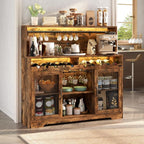 Loomie Wine Bar Cabinet with LED Light, Liquor Cabinet with Glass Holder - Image 3