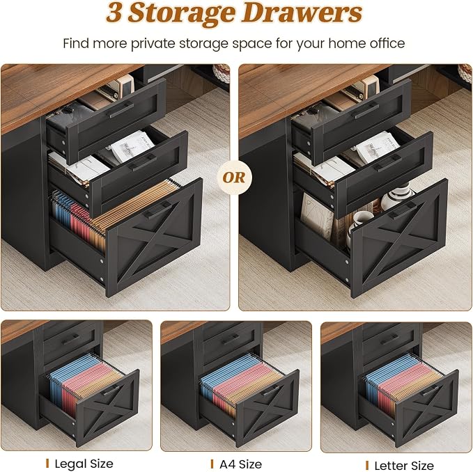 SEDETA Farmhouse 96.5" Office Desk - Image 4