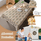 VClife Beige Floral Print Table Cloth, Linen Texture Tablecloth - Image 4