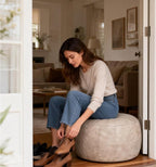 Thgonwid Unstuffed Moroccan Storage Pouf Foot Stool Ottoman Seat Handmade Faux - Image 8