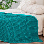 BEDELITE Ribbed Jacquard Ocean Blue Blankets Queen Size - Image 6