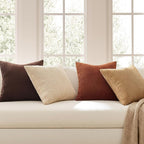 Topfinel Beige Brown Throw Pillow Covers Rustic Modern Soft Corduroy Striped - Image 2