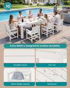 SERWALL HDPE Dining Set for 8: 2 Umbrella Hole Tables + 8 Chairs. Includes 8 - Image 2
