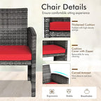 Goplus 4-Piece Rattan Patio Furniture Set, Outdoor Wicker Conversation Sofa - Image 4