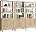 SICOTAS Bookshelf 5 Tier Book Shelf Rattan Boho 71" Tall Bookcase by SICOTAS