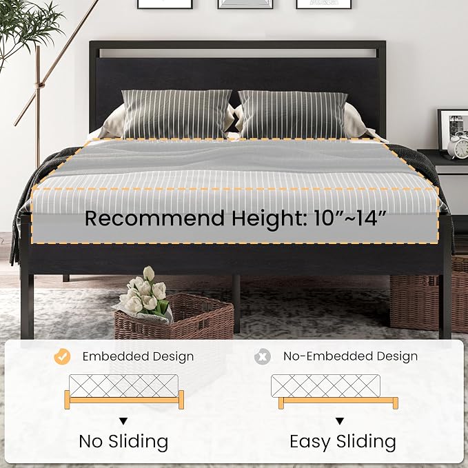 SHA CERLIN 14 Inch Full Size Metal Platform Bed Frame - Image 7