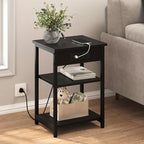 End Tables Set of 2 with Charging Station USB Ports, 3 Tier Tall Night Stand - Image 2