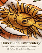Embroidered Throw Pillow Cover 20x20 Inch, Sunflower Moon | Decorative Pillow - Image 2