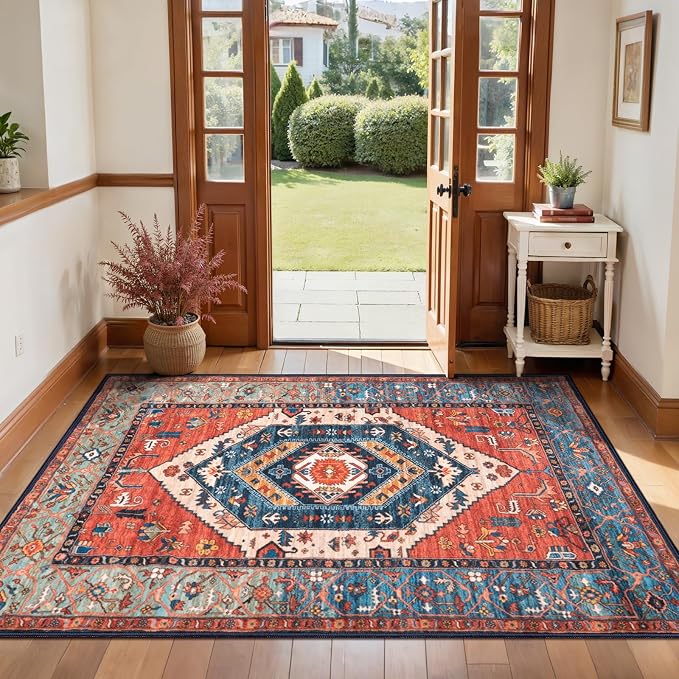 SERISSA 3x4 Washable Non Slip Boho Area Rug by SERISSAHomeDecorCollection